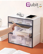 Load image into Gallery viewer, Simply Modular - Qubit Level Trio | Transparent stackable storage box cabinet organizer with drawers for home office school (4851689488418)
