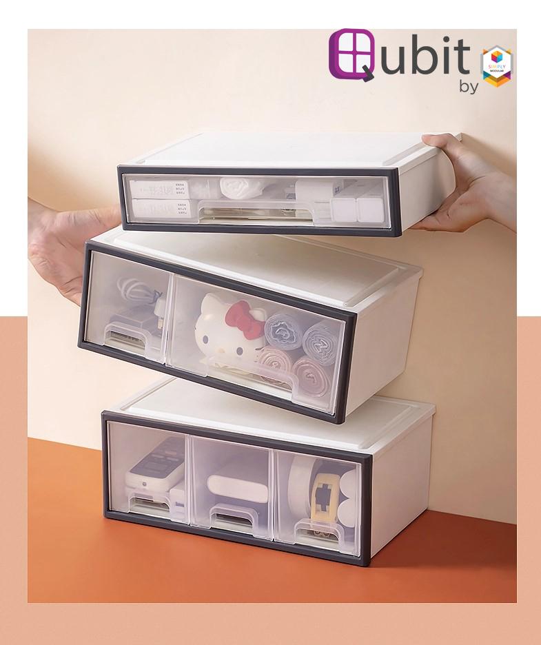 Simply Modular - Qubit Level Trio Mini | Transparent stackable storage box cabinet organizer with drawers for home office school (4851690668066)