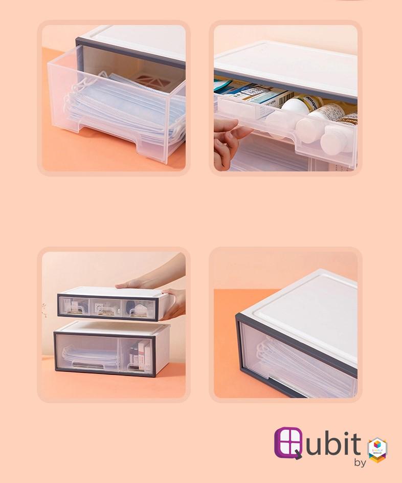 Simply Modular - Qubit Level Duo | Transparent stackable storage box cabinet organizer with drawers for home office school (4851690045474)