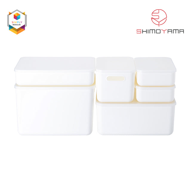 Simply Modular - Shimoyama Middle White Handled Storage Box with Lid (4844148293666)