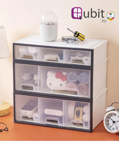 Simply Modular - Qubit Level Trio | Transparent stackable storage box cabinet organizer with drawers for home office school (4851689488418)