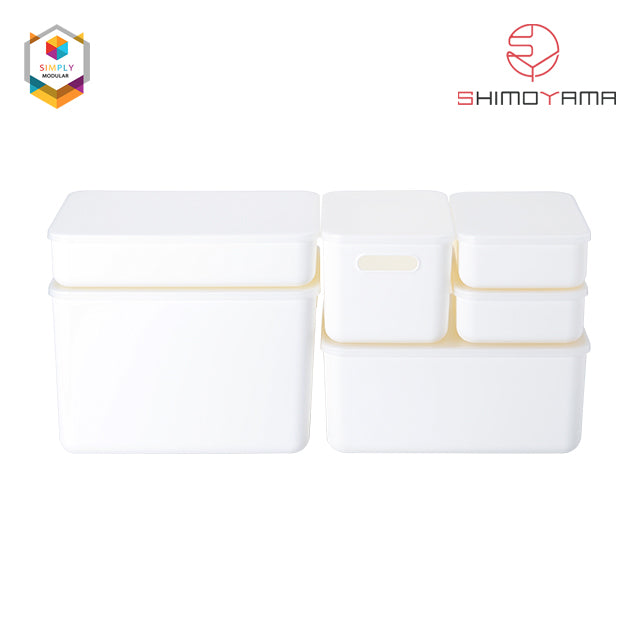 Simply Modular - Shimoyama Small White Handled Storage Box with Lid (4844148260898)