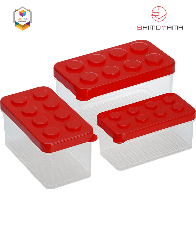 Simply Modular - Shimoyama Lego Box Set of 3 (Red) (4844148883490)