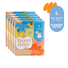 Load image into Gallery viewer, Bumboo - Biodegradable Bamboo Nappies - Large 5 Packs 150pcs (6793471262754)
