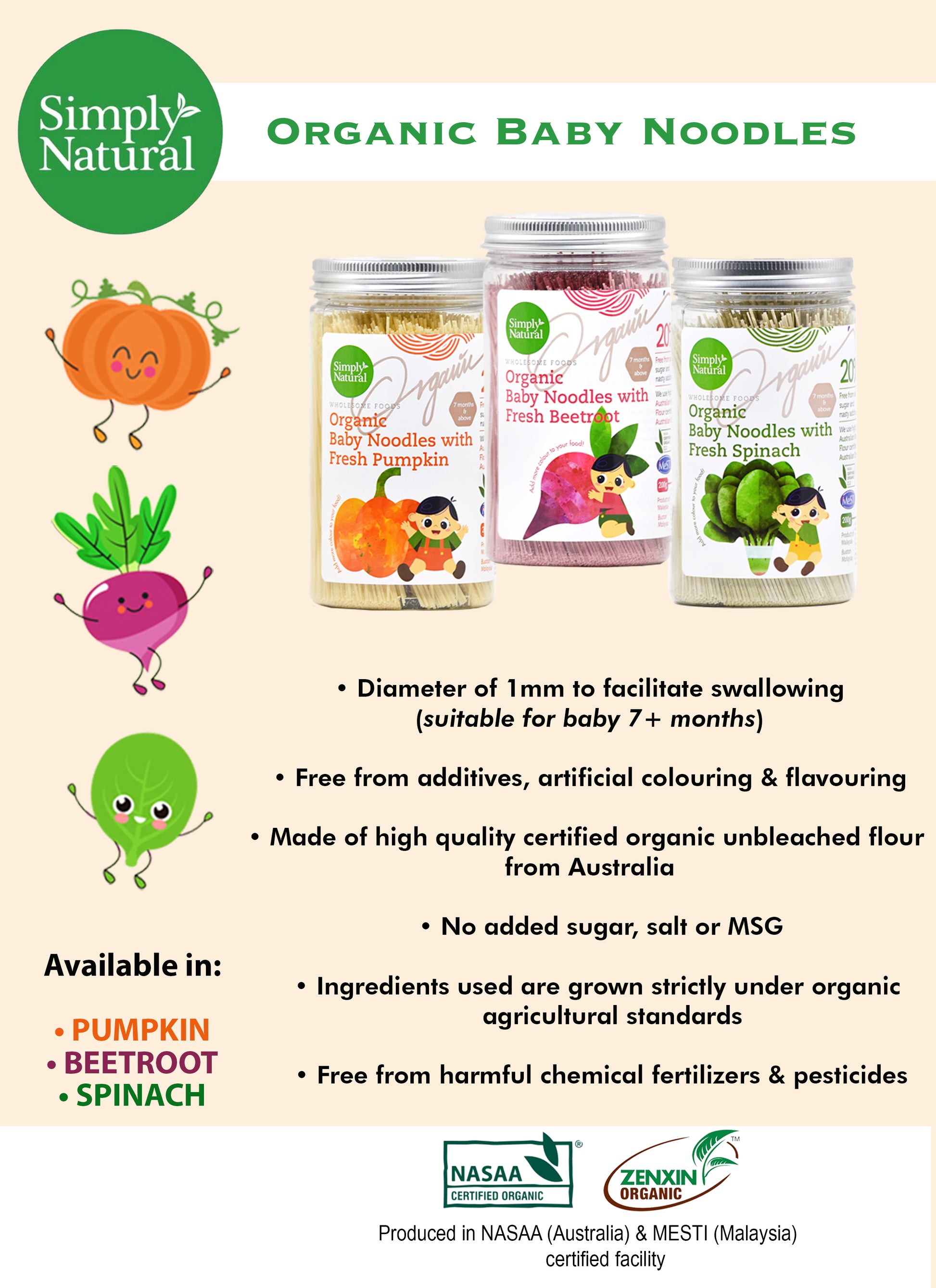Simply Natural - Pumpkin Organic Baby Noodles 200g (6794273390626)