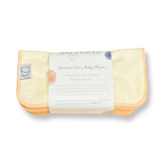 Just Peachy - Bamboo Terry Reusable Baby Wipes 6-Pack (7185737252898)