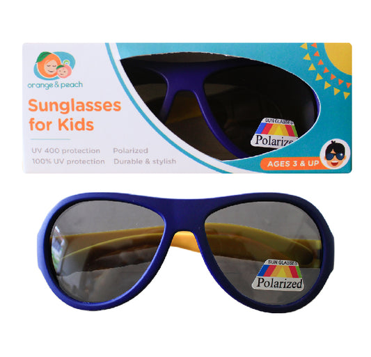 Orange and Peach - Sunglasses for Kids Dark Blue and Yellow (4604959850530)