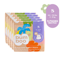 Load image into Gallery viewer, Bumboo - Biodegradable Bamboo Nappies - Small 5 Packs 180pcs (6793471623202)
