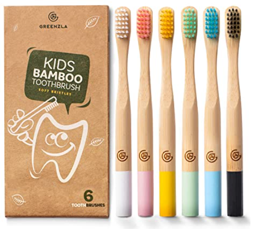 By the Bay - Greenzla Kids Bamboo Toothbrushes (6 Pack) (6589478731810)