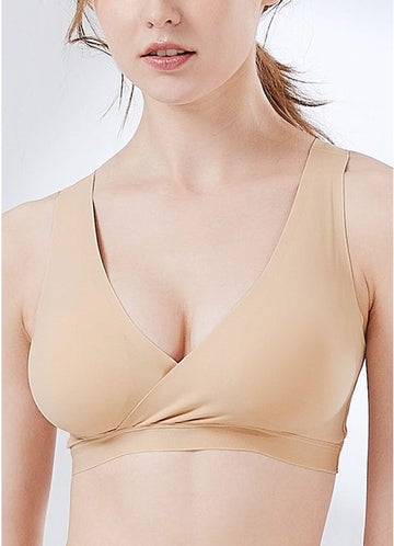 Mamaway Silky Crossover Nursing Maternity Wireless Bra, Smooth, Soft,  Cooling, No Buckle, No Show for Sleeping Breastfeeding