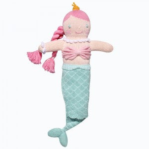 Zubels -  Marina the Mermaid Handknit Cotton Rattle Doll (6544516120610)