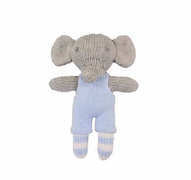 Zubels - Bertie the Elephant Handknit Cotton Rattle Doll (6544515661858)
